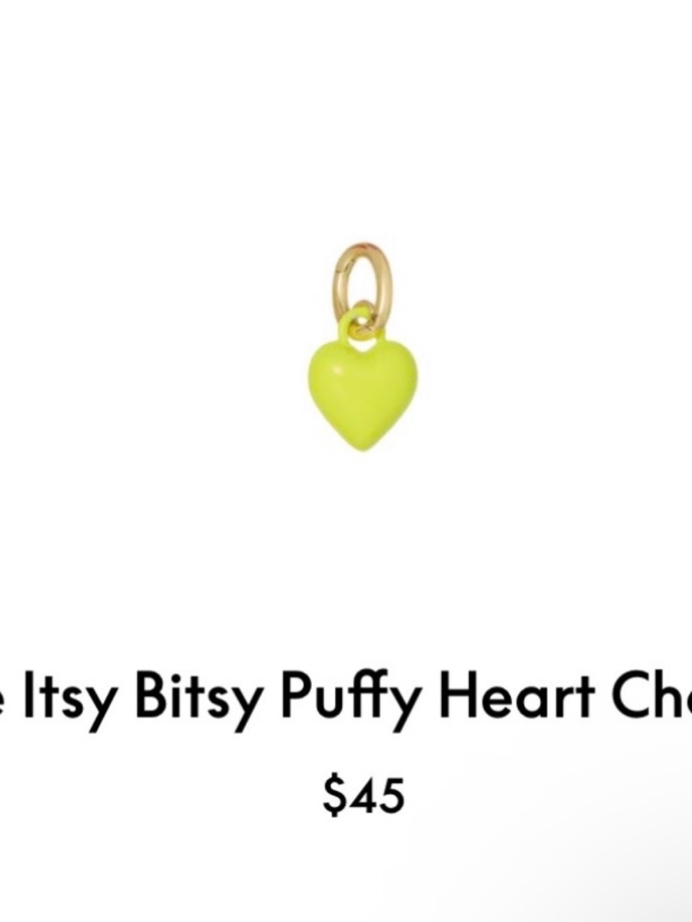 ⛱️🔥Roxanne Assoulin - Chartreuse Itsy Bitsy Heart Charm - OS